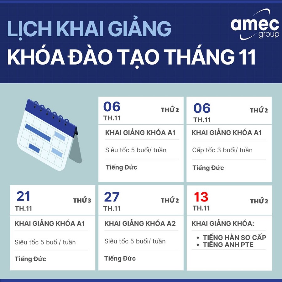 Lịch khai giảng Tháng 11 tại Amec